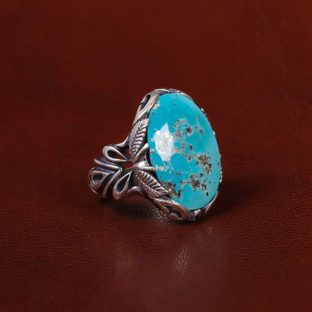 انگشتر فیروزه شجری مردانه کد 30677