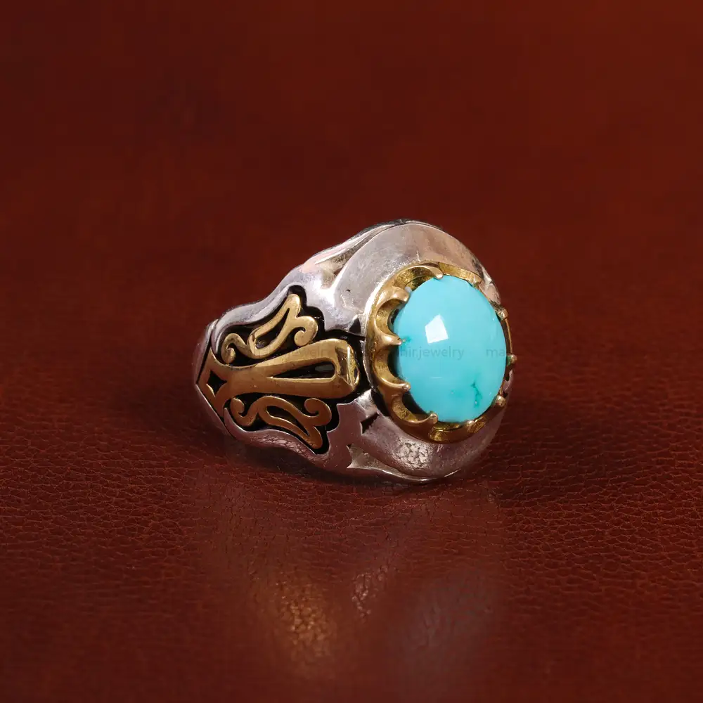 انگشتر فیروزه عجمی مردانه کد 30703