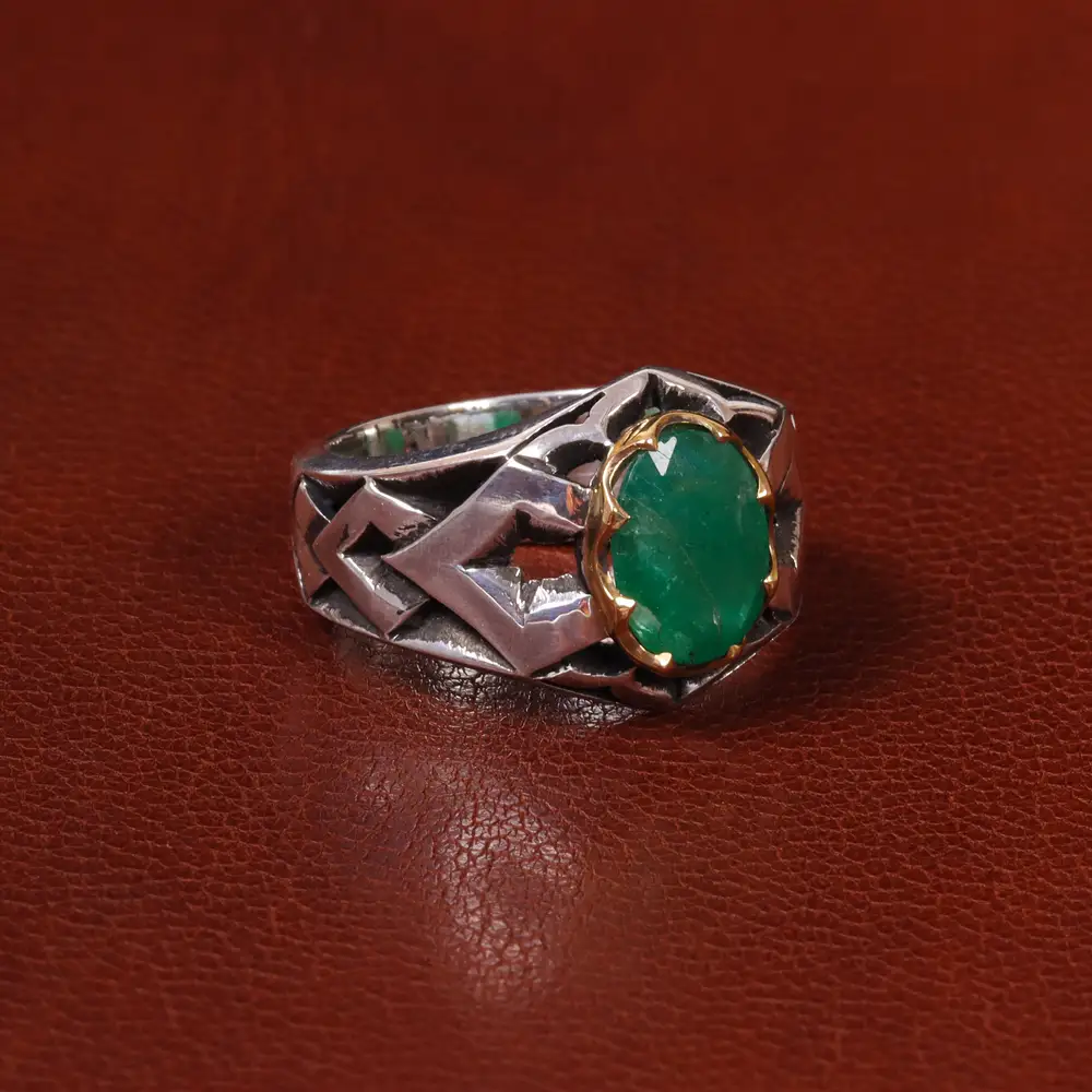 انگشتر زمرد مردانه کد 30751