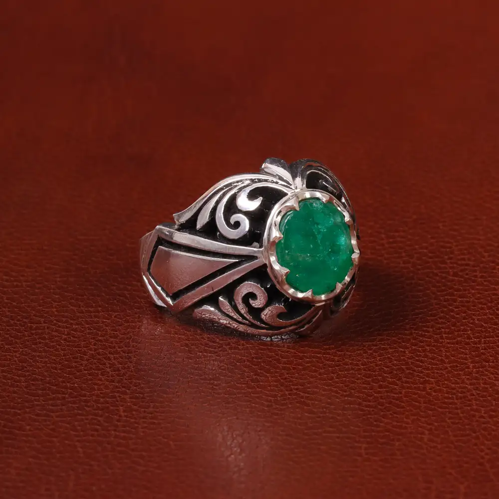 انگشتر زمرد مردانه کد 30752