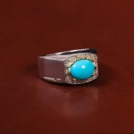 انگشتر فیروزه عجمی مردانه کد 30903