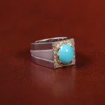 انگشتر فیروزه عجمی مردانه کد 30908