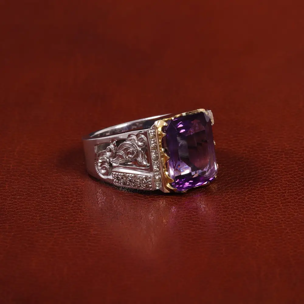 انگشتر آمیتیست مردانه کد 30923