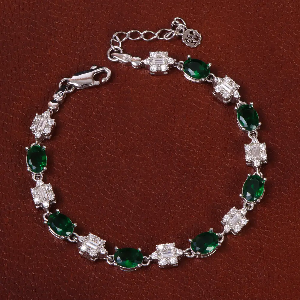 دستبند طرح زمرد زنانه کد 31014