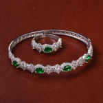 ست دستبند و انگشتر زنانه طرح زمرد کد 31023