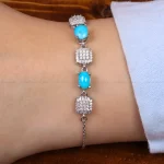 دستبند فیروزه زنانه کد 31010