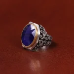 انگشتر یاقوت کبود مردانه کد 30763