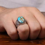 انگشتر فیروزه شجری مردانه کد 30530