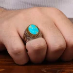 انگشتر فیروزه شجری مردانه کد 30532