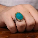 انگشتر فیروزه شجری مردانه کد 30562