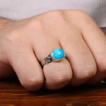 انگشتر فیروزه عجمی مردانه کد 30564