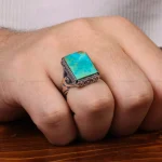 انگشتر فیروزه شجری مردانه کد 30566