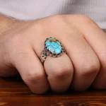انگشتر فیروزه شجری مردانه کد 30582
