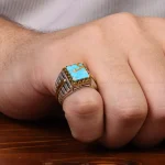 انگشتر فیروزه شجری مردانه کد 30593