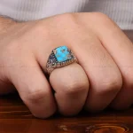 انگشتر فیروزه شجری مردانه کد 30594
