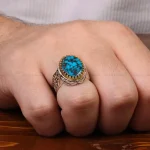 انگشتر فیروزه شجری مردانه کد 30599