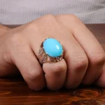 انگشتر فیروزه عجمی مردانه کد 30604