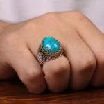 انگشتر فیروزه شجری مردانه کد 30611