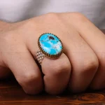 انگشتر فیروزه شجری مردانه کد 30613