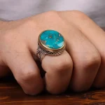 انگشتر فیروزه شجری مردانه کد 30615
