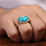 انگشتر فیروزه شجری مردانه کد 30618