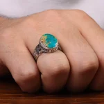 انگشتر فیروزه شجری مردانه کد 30624