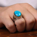 انگشتر فیروزه شجری مردانه کد 30633