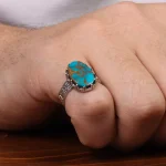 انگشتر فیروزه شجری مردانه کد 30636