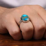 انگشتر فیروزه شجری مردانه کد 30638