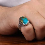 انگشتر فیروزه شجری مردانه کد 30640