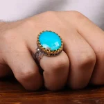 انگشتر فیروزه شجری مردانه کد 30653