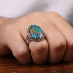 انگشتر فیروزه شجری مردانه کد 30654
