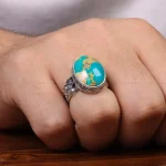 انگشتر فیروزه شجری مردانه کد 30665