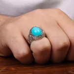 انگشتر فیروزه عجمی مردانه کد 30666