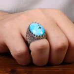 انگشتر فیروزه شجری مردانه کد 30678