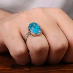 انگشتر فیروزه شجری مردانه کد 30682