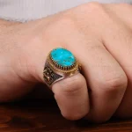انگشتر فیروزه شجری مردانه کد 30686