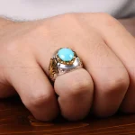 انگشتر فیروزه عجمی مردانه کد 30703