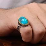 انگشتر فیروزه شجری مردانه کد 30710
