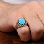 انگشتر فیروزه شجری مردانه کد 30737