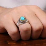 انگشتر فیروزه عجمی مردانه کد 30746