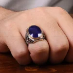 انگشتر یاقوت کبود مردانه کد 30763