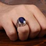 انگشتر یاقوت کبود مردانه کد 30900