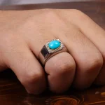 انگشتر فیروزه عجمی مردانه کد 30903