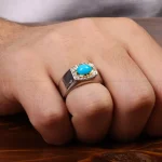 انگشتر فیروزه عجمی مردانه کد 30907