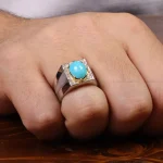 انگشتر فیروزه عجمی مردانه کد 30908
