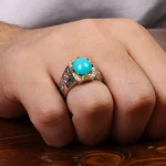 انگشتر فیروزه عجمی مردانه کد 30912