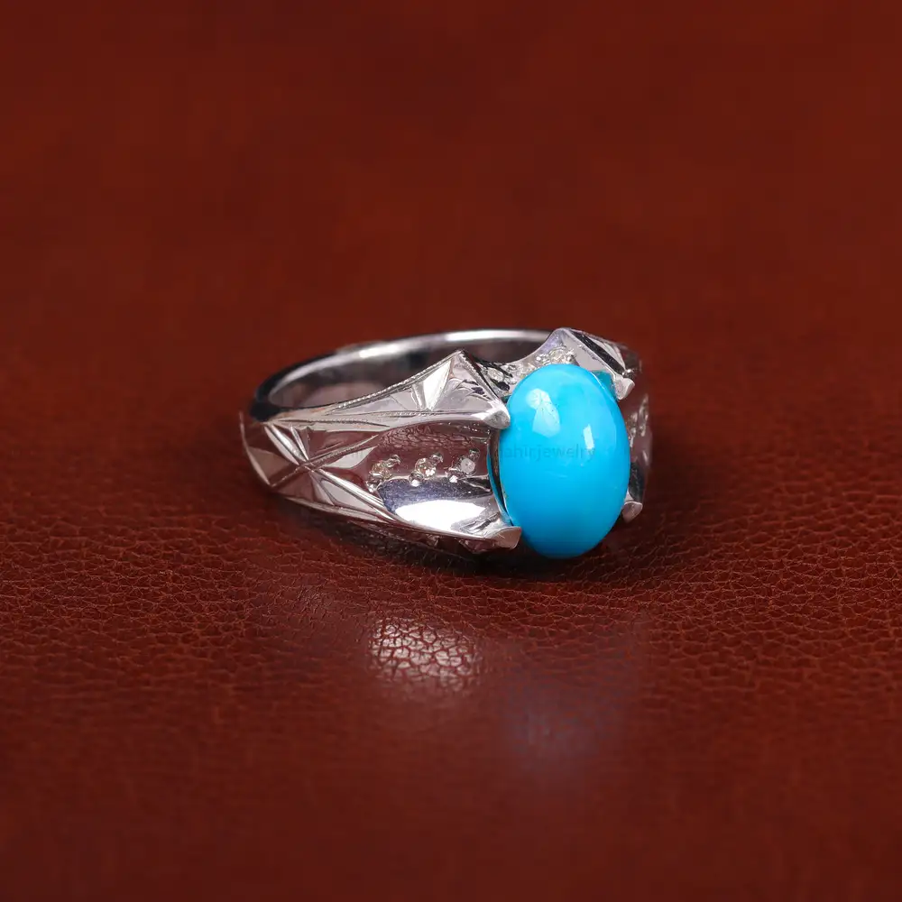 انگشتر فیروزه عجمی مردانه کد 31116