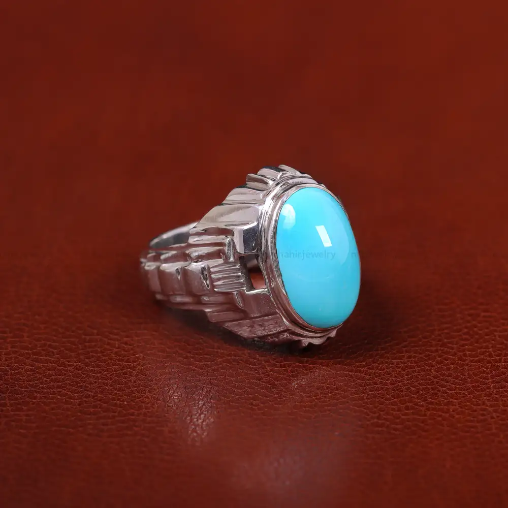 انگشتر فیروزه عجمی مردانه کد 31119