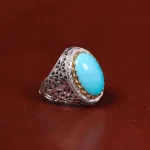 انگشتر فیروزه عجمی مردانه کد 31158